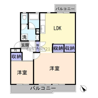 �Ԏ��}�@�y���i�z730���~���Ԏ��F2LDK�������ʐρF61.35�������[�g�����o���R�j�[�ʐρF7.84�������[�g�����\���F�S�؃R���N���[�g��9�K���Ă�2�K���Ǘ��`�ԁE�����^����Ǘ�